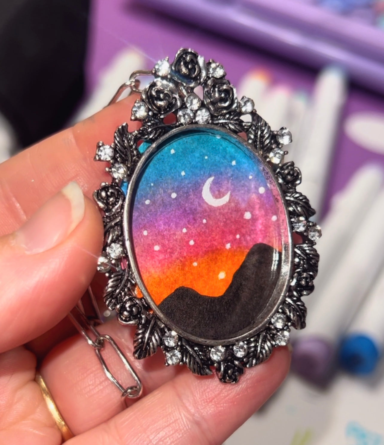 Hand painted Sunset Necklace