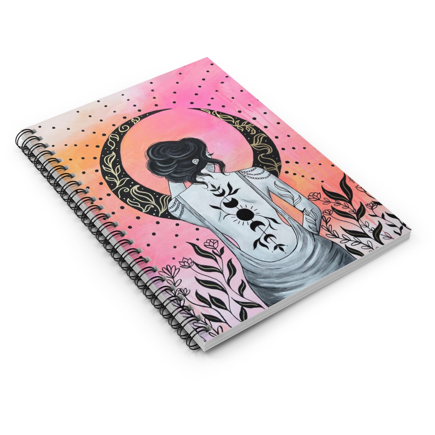 Black Floral Moon Notebook