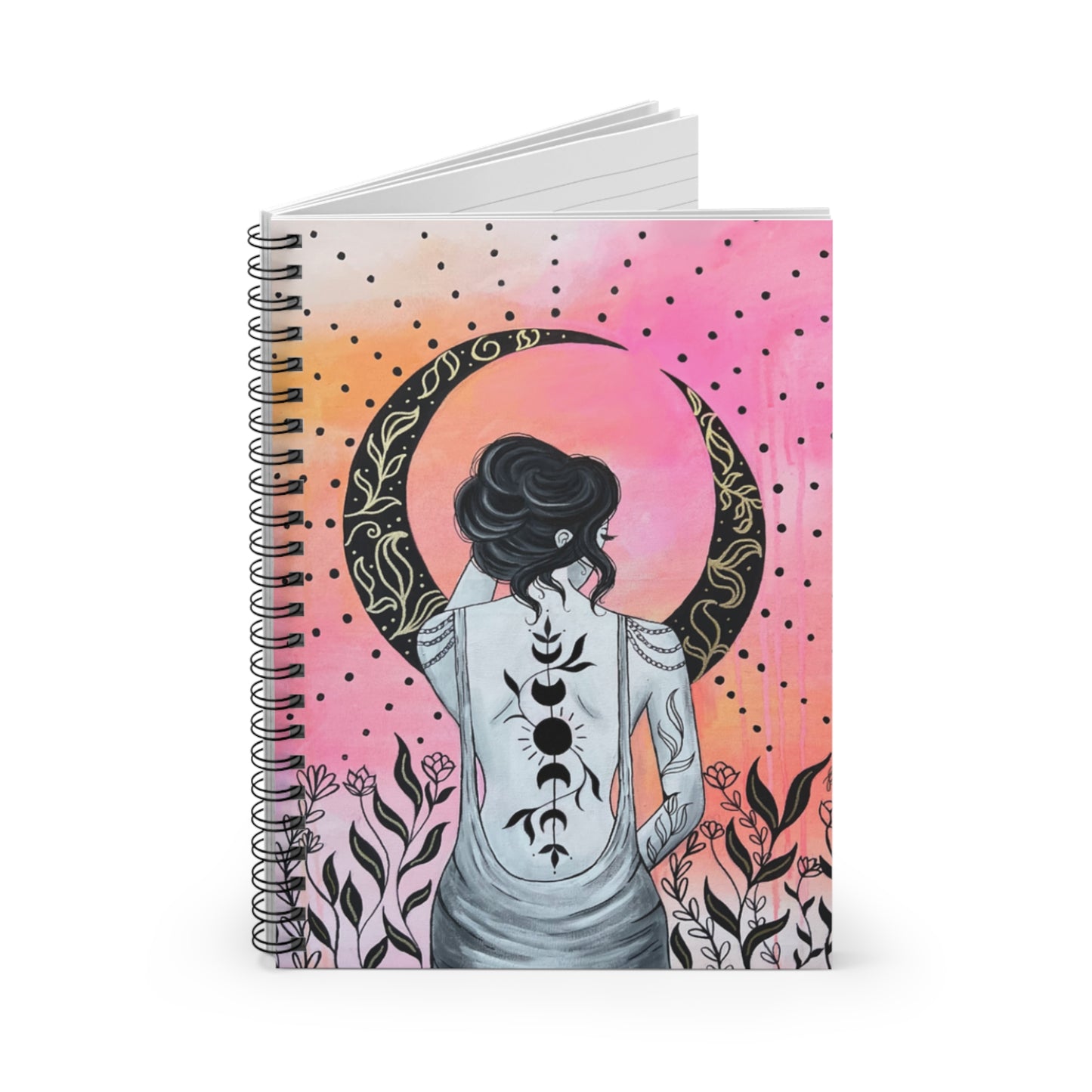 Black Floral Moon Notebook