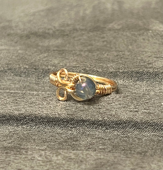 Iridescent Wire wrapped Ring
