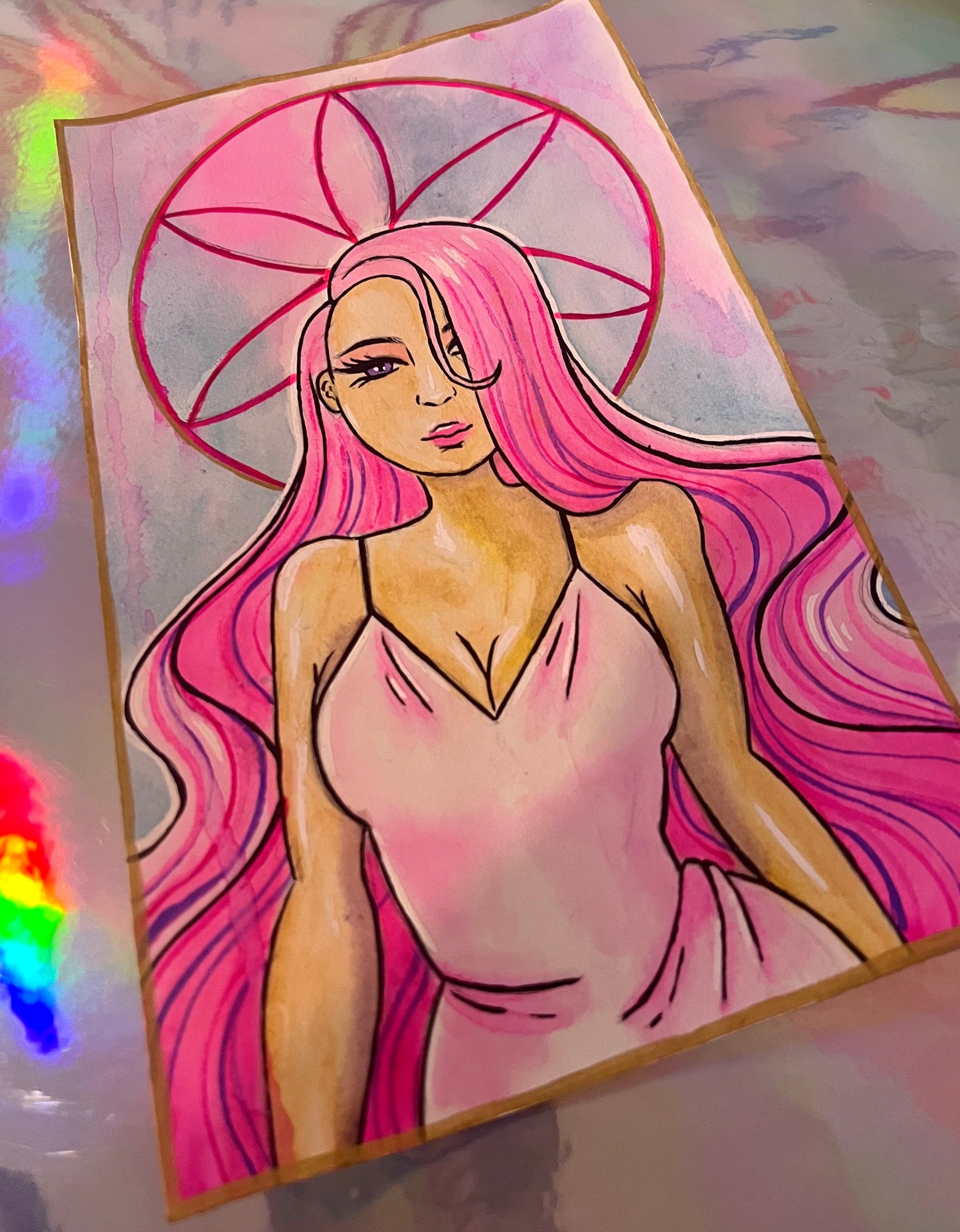 Flower Goddess Watercolor Painting