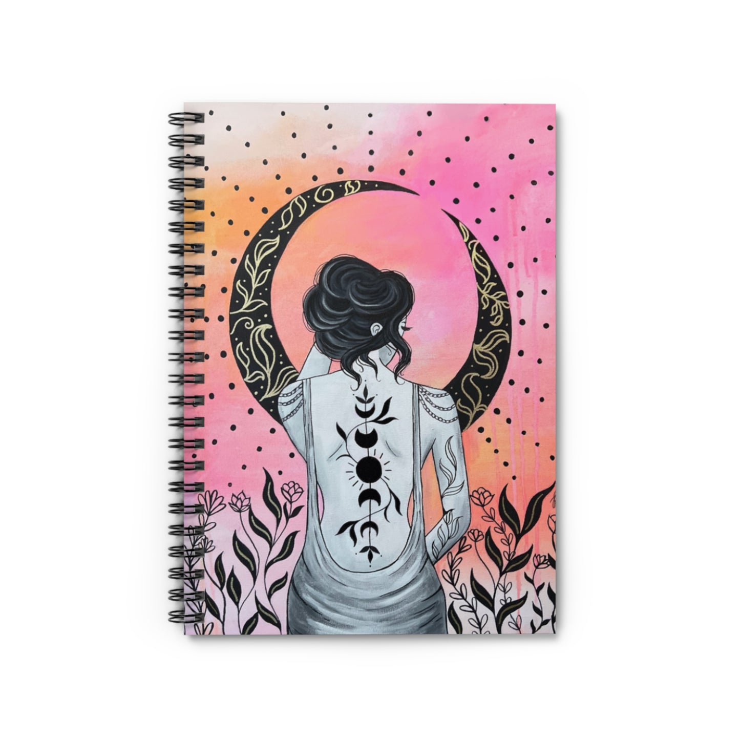 Black Floral Moon Notebook