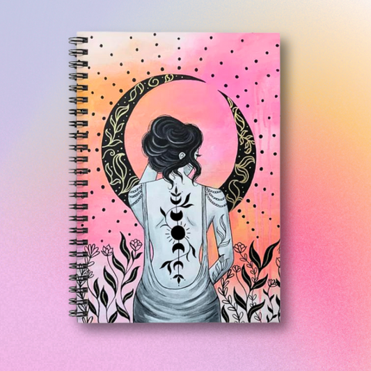 Black Floral Moon Notebook