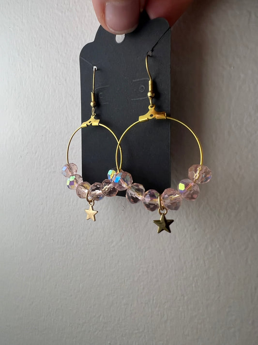 Pink and gold star hoops