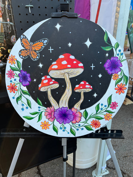 Floral Mushroom Moon Original Painting