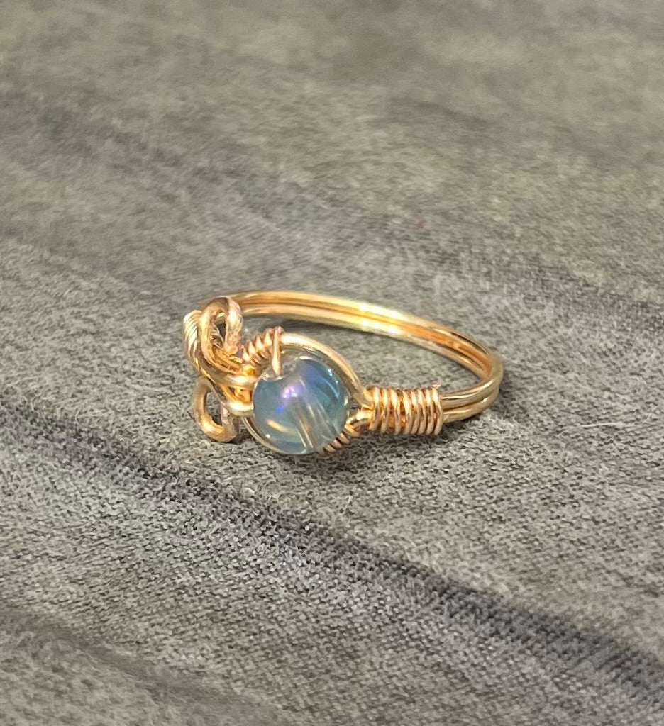 Iridescent Wire wrapped Ring