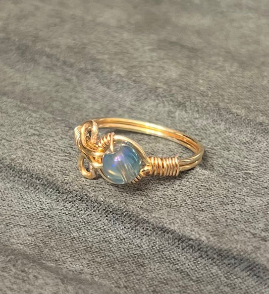 Iridescent Wire wrapped Ring