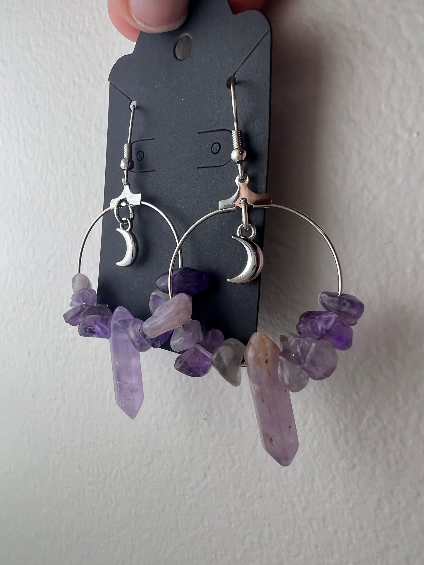 Amethyst Moon Hoops