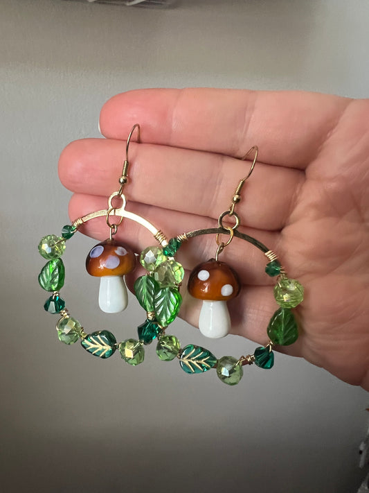 Mushroom Forest Wire Wrapped Earrings