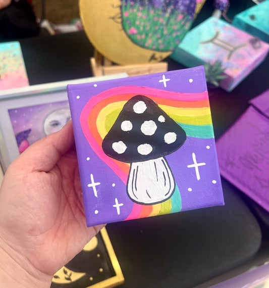 Rainbow Mushie Mini Painting