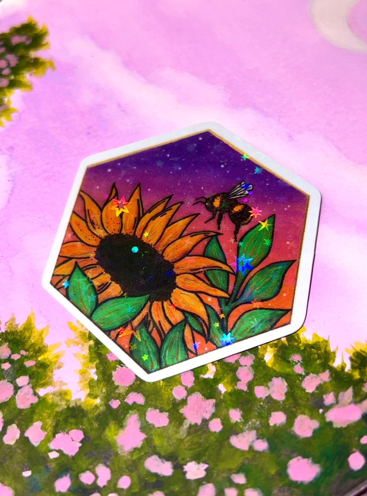 Holographic Sunny Bee Sticker