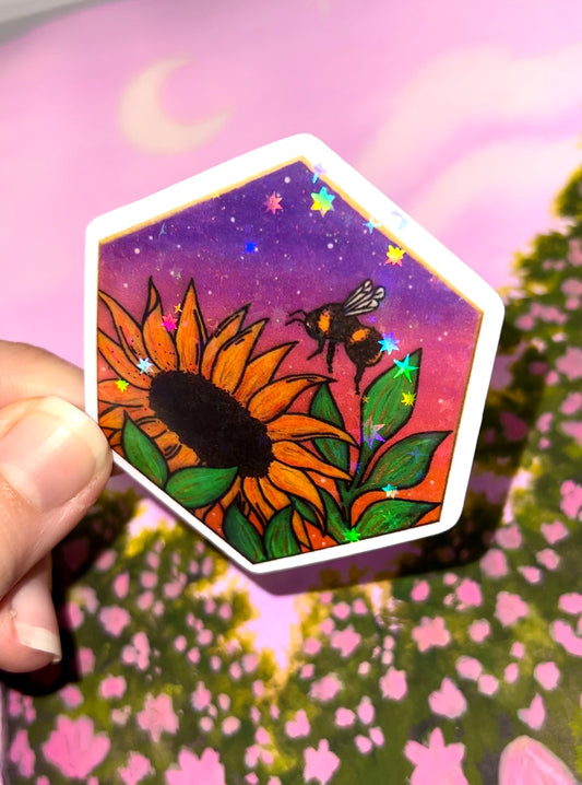 Holographic Sunny Bee Sticker